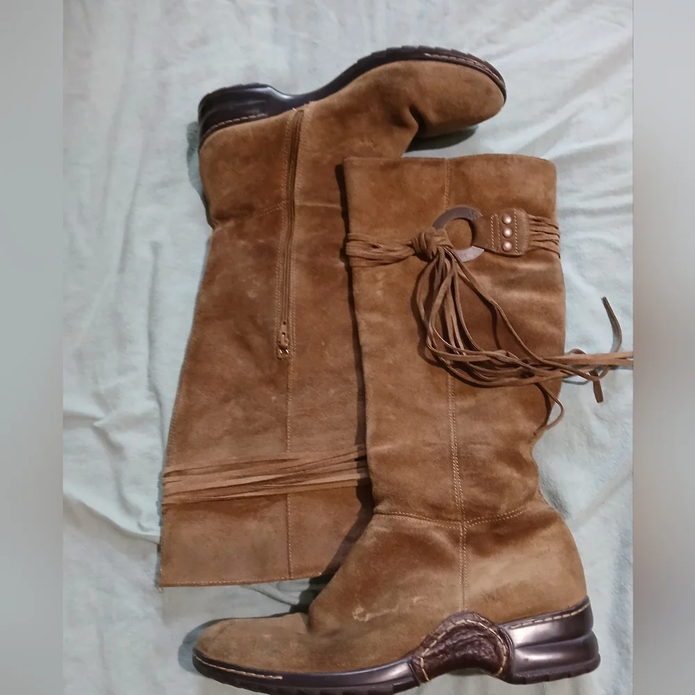 Sofft Fringe Suede‎ Knee-High Boots - Brown Sz10